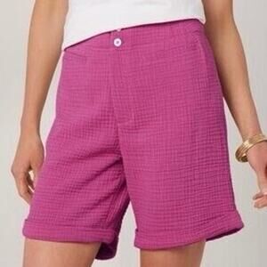 Soft Surroundings Women’s Large Shorts 5.5" Inseam Cotton Gauze Cuffed High Rise